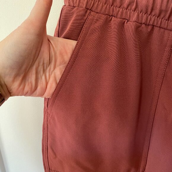 Mondetta Size L High-Rise Ankle Pants Pink, Wide Leg Textured Drawstring - Picture 4 of 8